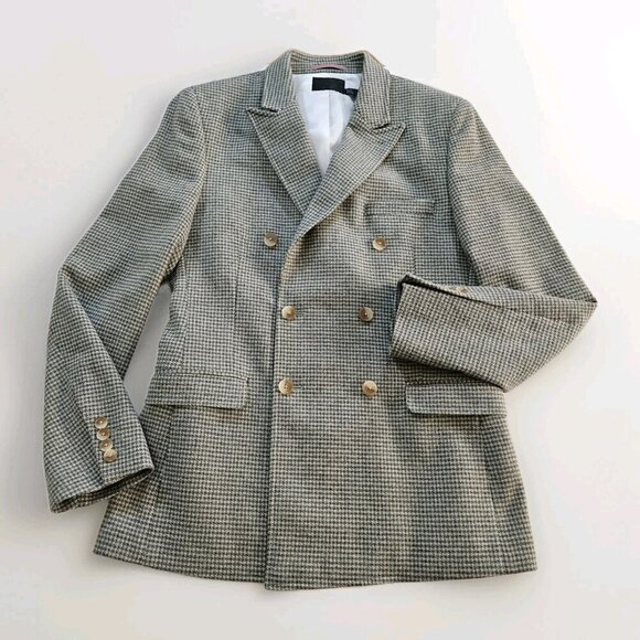 ASOS Suit Men Blazer US 40 Trousers 32x30/28 Houndstooth Wool Blend Lined Preppy - Picture 4 of 16